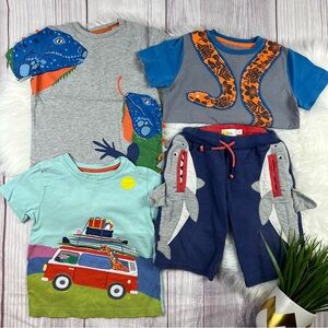 Mini Boden Boys 4T Bundle Applique Tees & Shorts Spring Summer 4 pcs